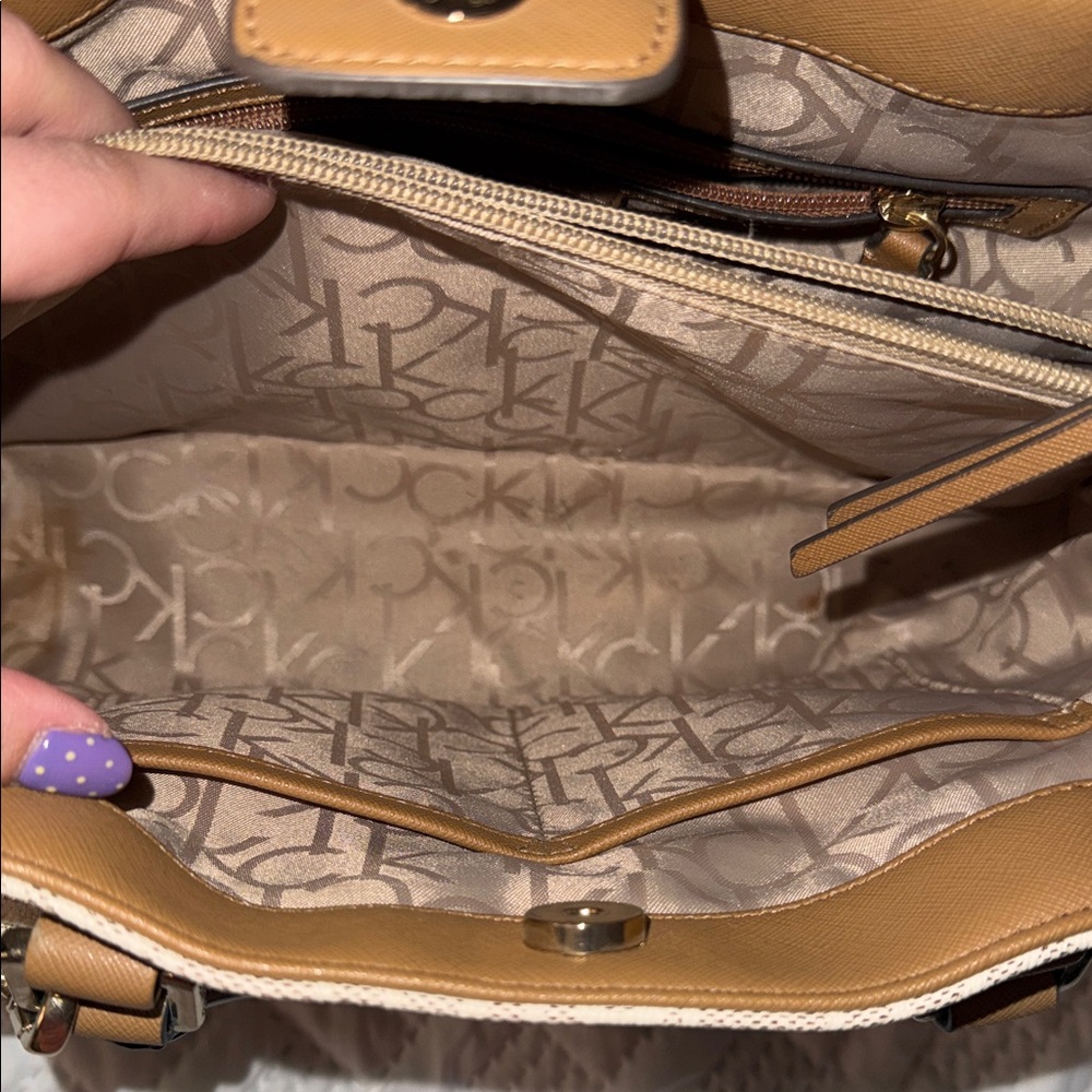 Calvin Klein Tan Beige Monogram Tote - Picture 5 of 10